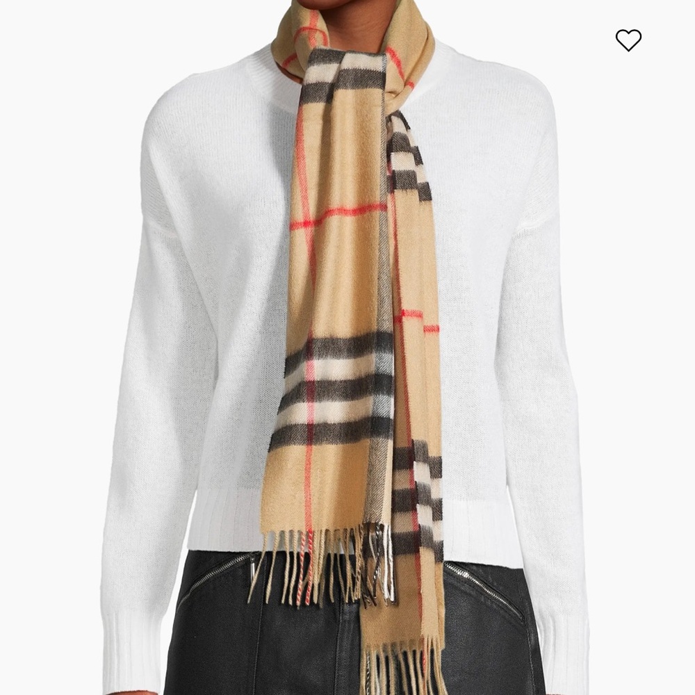 Burberry Classic Tan and Red Check Scarf